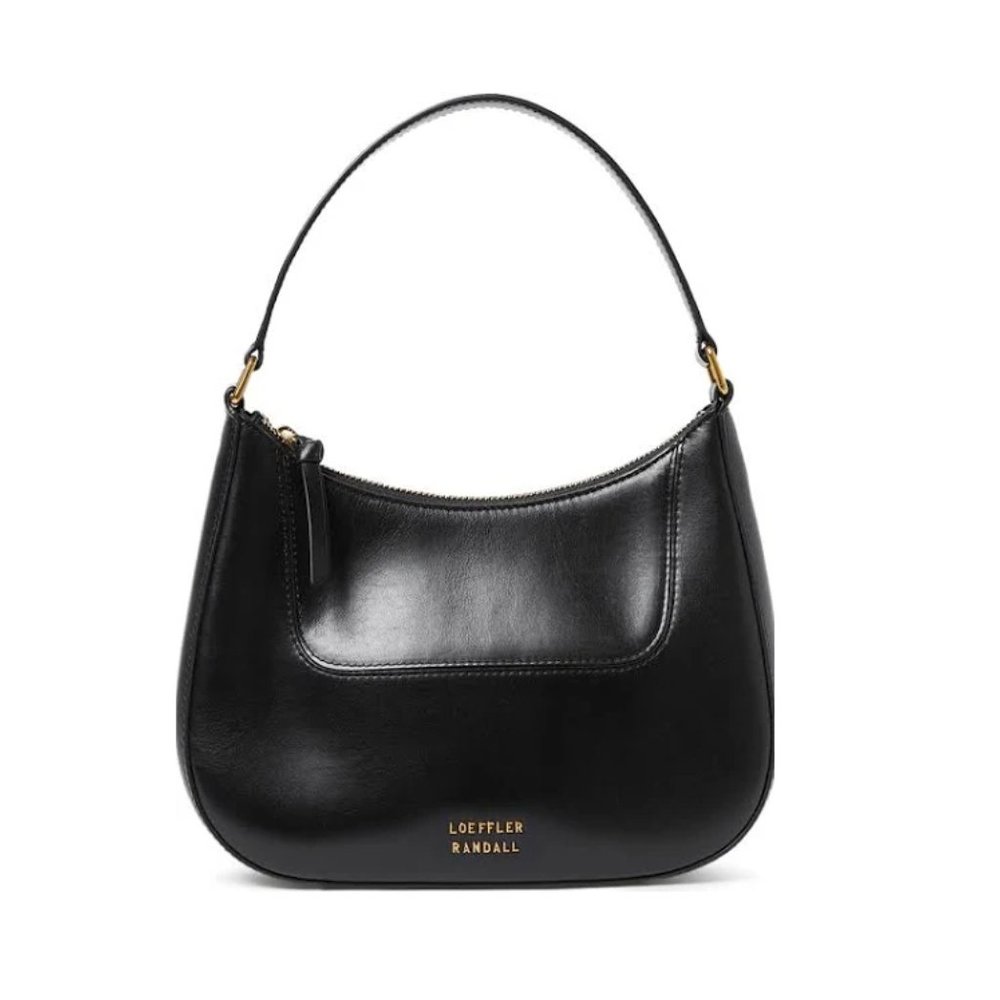 Loeffler Randall Greta Leather Shoulder Bag, Size M - Black/Gold Women's - Picture 1 of 16